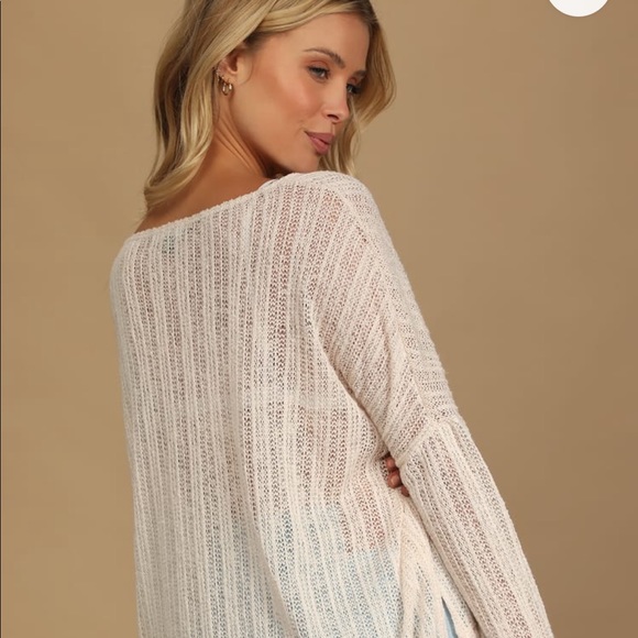 LULUS “Another Chance” Ivory Open Knit Sweater - Picture 3 of 4